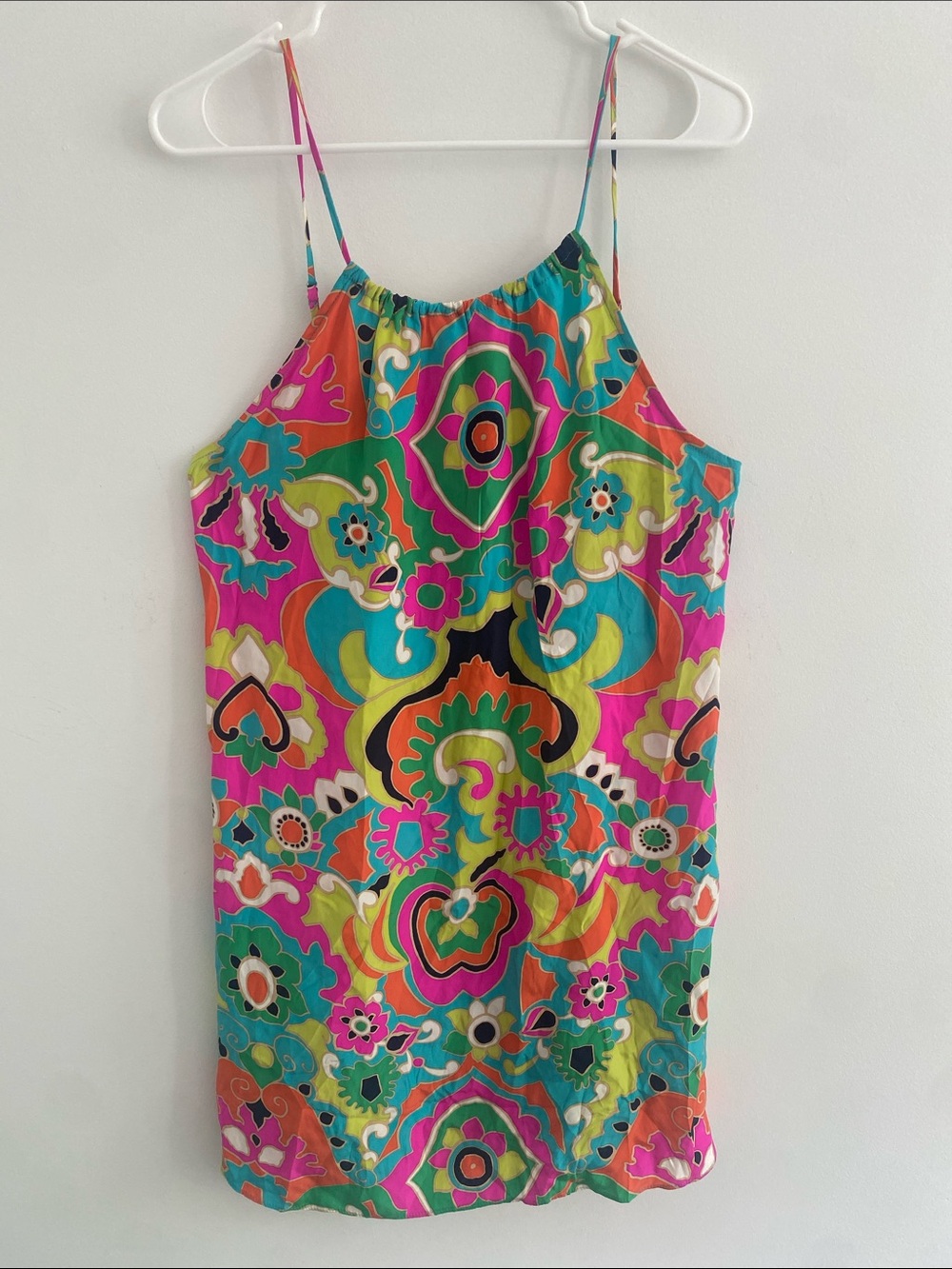 Alice & Trixie Silk Halter Neck Adjustable Strap Bright Bold Slip Dress LARGE
